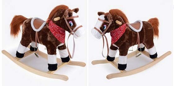 Wooden Frame Cute Brown Rocking Animals Indoor For Chlidren Riding On