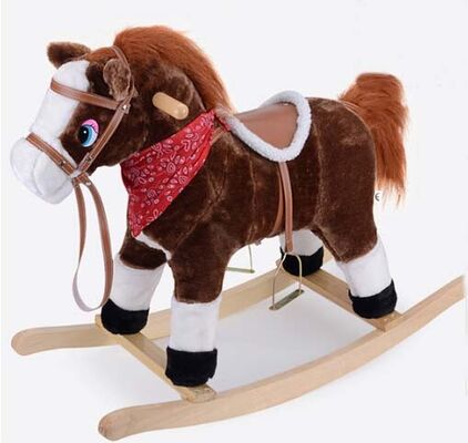 Plush Rocking Horse With Sound Moving Mouth and Tail For Children Ride on Playing