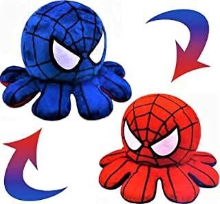 Marvel Spiderman Reversible Octopus Plush Toy Batman Iron Man Double-Sided Flip Stuffed Toys