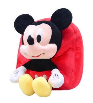 12 Inch Red Mickey Mouse Backpack For Toddler With Soft Plush Fabric Size