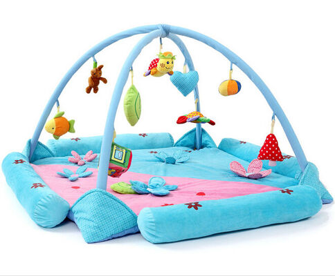 Personalised Happy Garden Blue Baby Play Gyms Soft Foam Floor