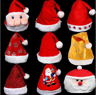 Red Christmas Hat For Gift Plush Hat For Christmas Party,Printing Santa Claus