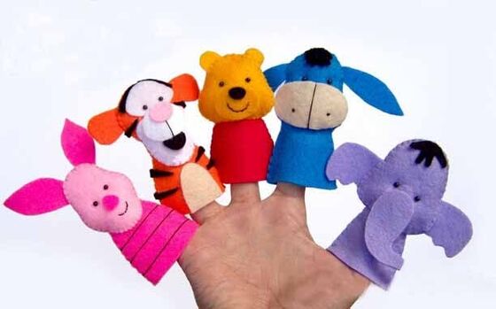 Classical Disney Felt Plush Finger Puppets , Donkey / Tigger / Piglet / Pooh / Elephent