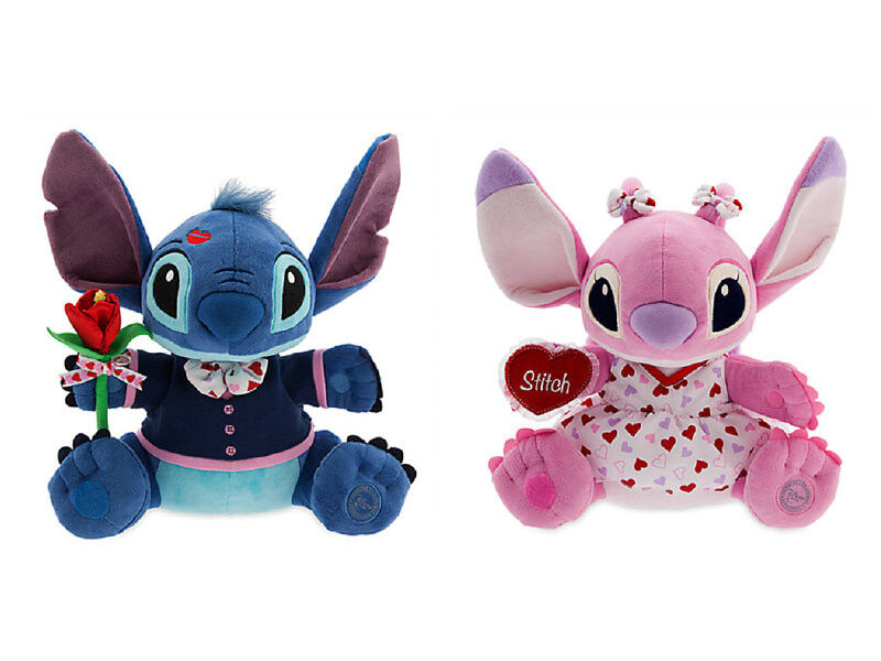 Green and Pink Valentine Day Stitch and Angel Plush toys Super Soft Material