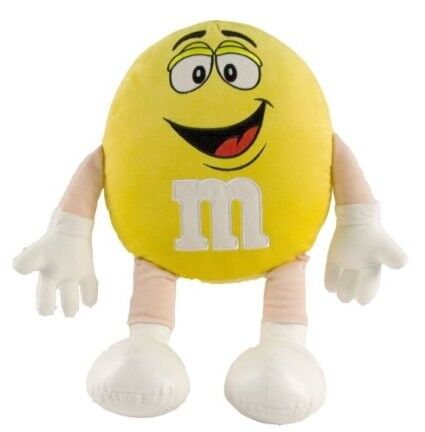 Childrens Yellow M&M Stuffed Animals Cartoon Plush Toys Eco Friendly