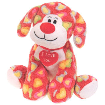 Custom Stuffed Animal Dogs With Red Heart , Fashion Small Plush Dog