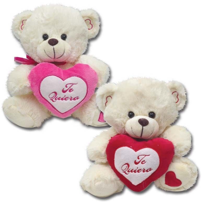 Off White Valentines Day Stuffed Toys Soft Plush Bear With Red Heart